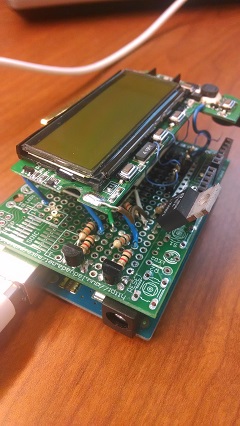 Motorola Advisor II connected to an AdaFruit protoboard shield on an Arduino.